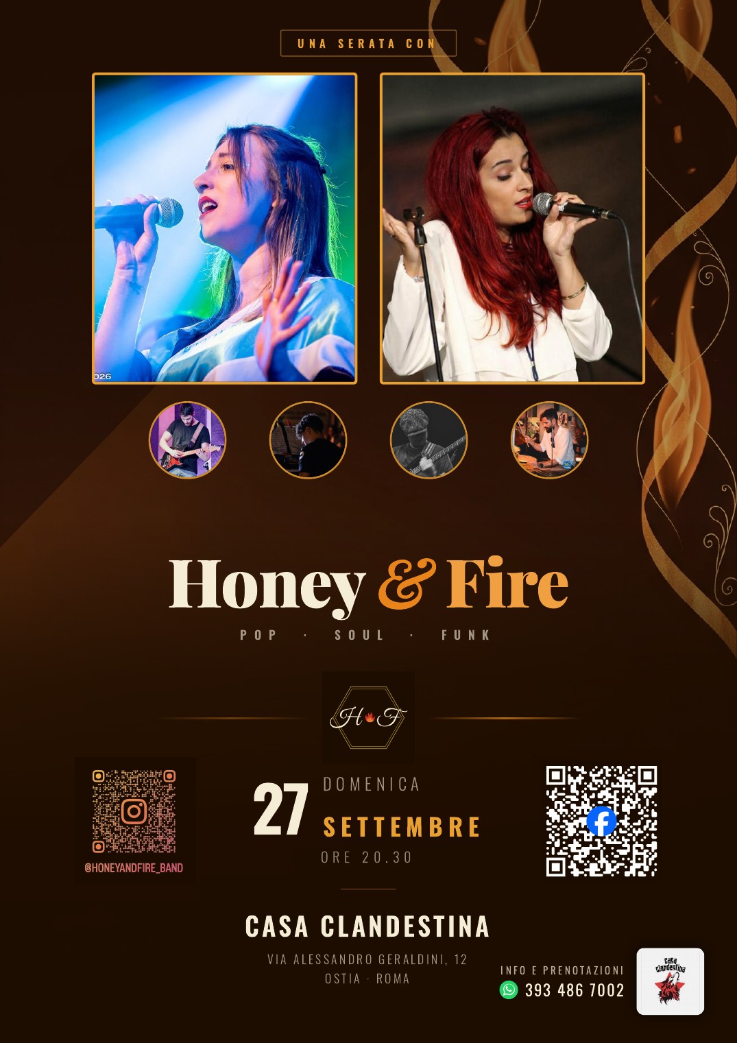 Honey & Fire — Live a Casa Clandestina, 27 Settembre